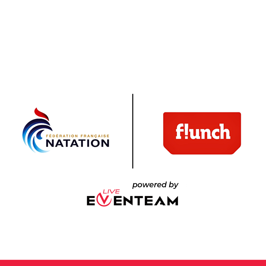 Bloc marque nouveau partenariat Flunch et Fédération Française de Natation, initié par Eventeam Live